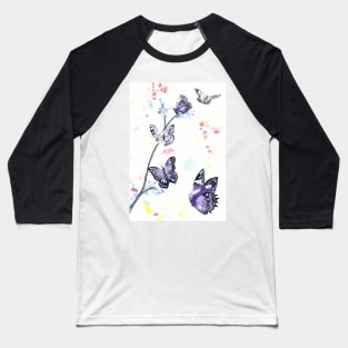 Purple Butterflies Baseball T-Shirt